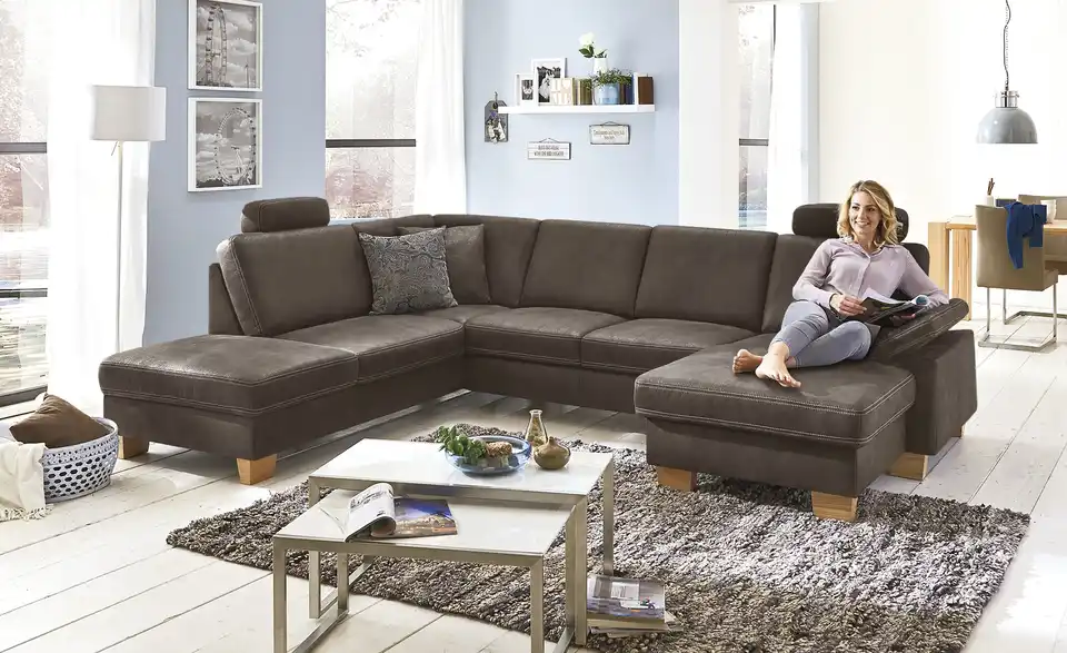 meinSofa Wohnlandschaft Kunstleder Samu BHT 316|90|235 cm, Leder