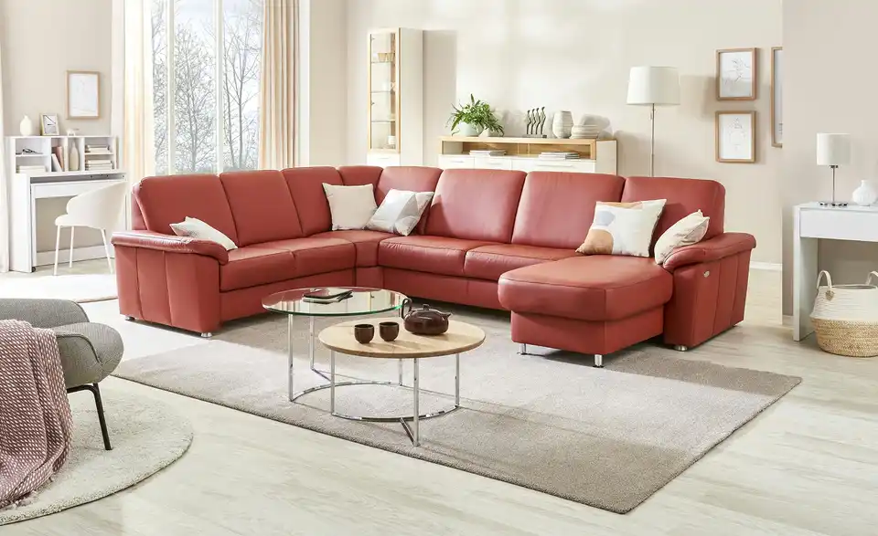 meinSofa Wohnlandschaft Leder Carolin BHT 330|91|240 cm, Leder