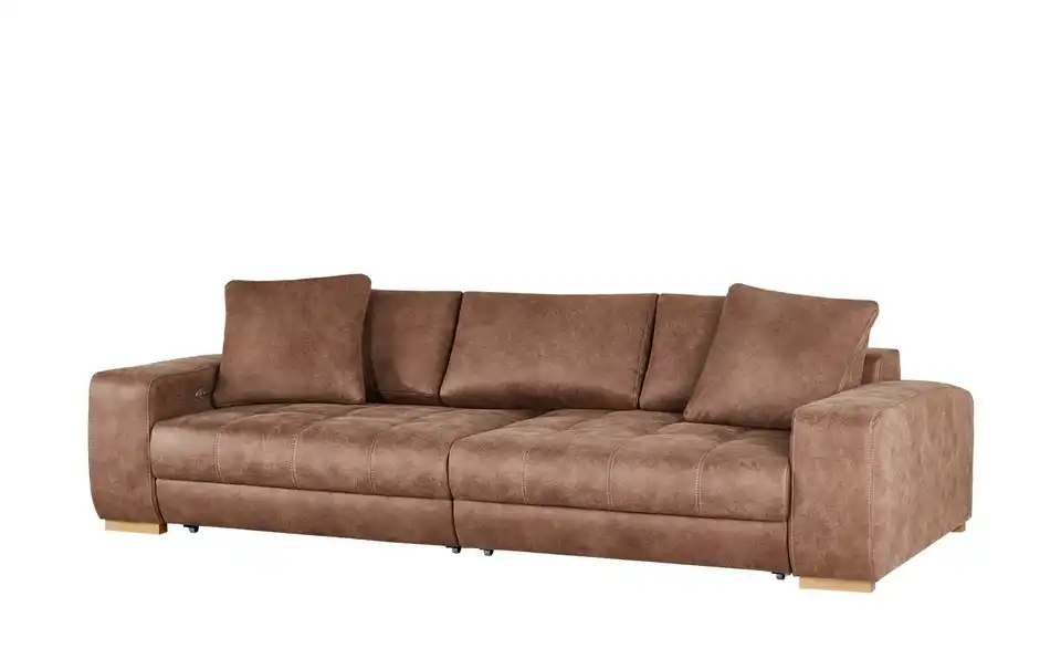 bobb Big Sofa cognac - Microfaser Caro BHT 302|68|136 cm, Mikrofaser in Leder-Optik