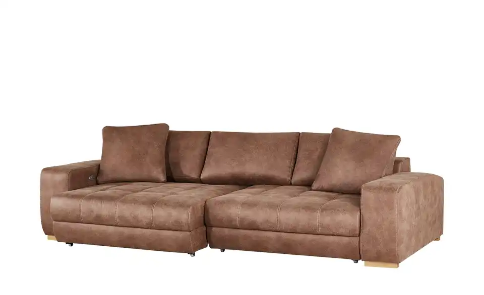 bobb Big Sofa cognac - Microfaser Caro BHT 302|68|136 cm, Mikrofaser in Leder-Optik