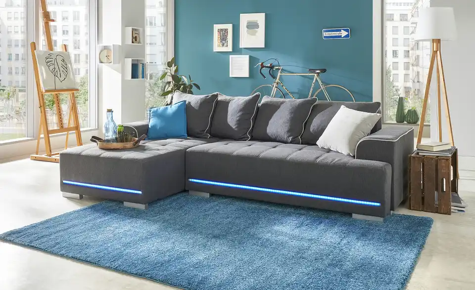 Ecksofa Olaf BHT 252|80|150 cm, Flachgewebe