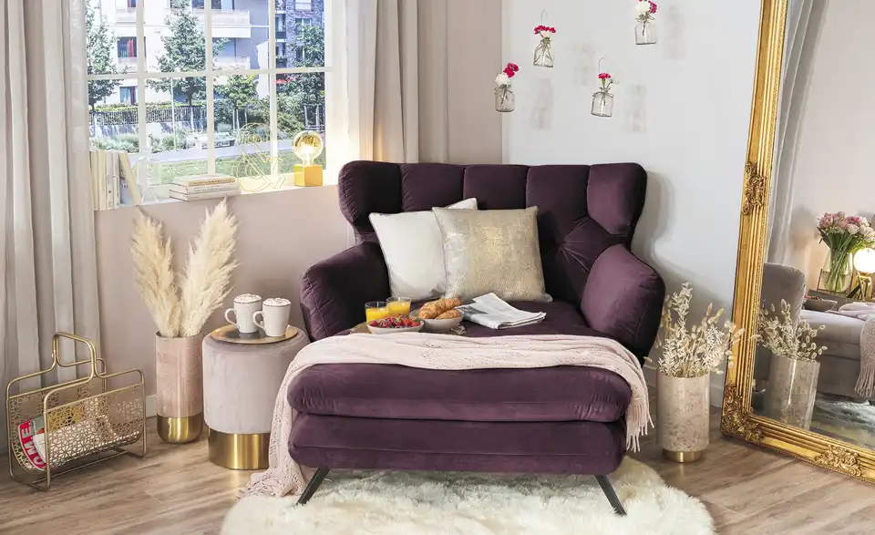 Jette Home Longseat-Sessel Samt Caldara BHT 126|94|160 cm, Samt