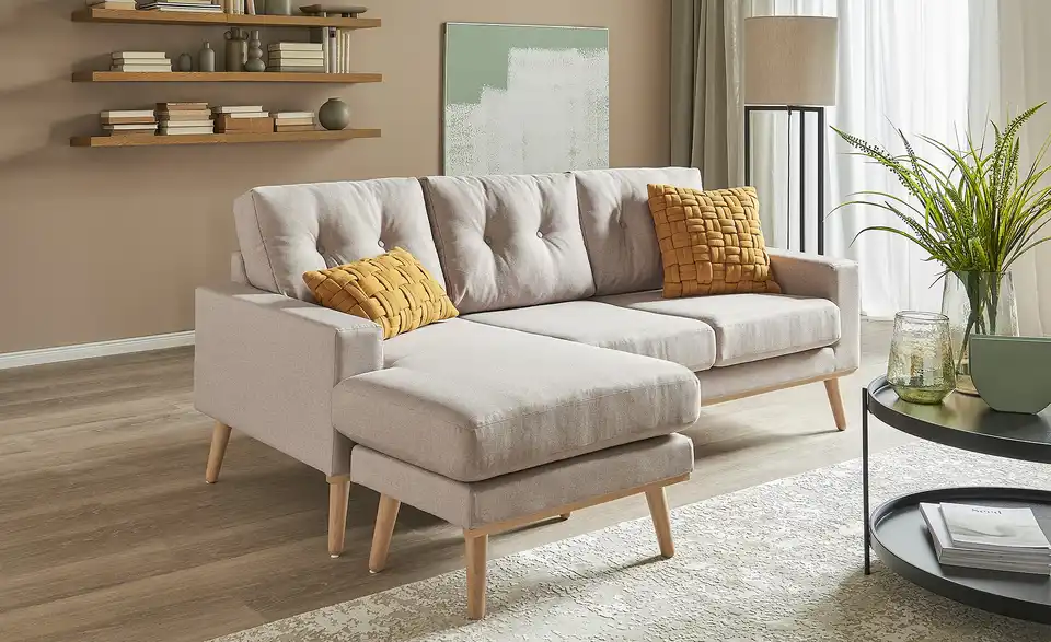 Ecksofa beidseitig stellbar Cristy BHT 211|88|139 cm, Flachgewebe