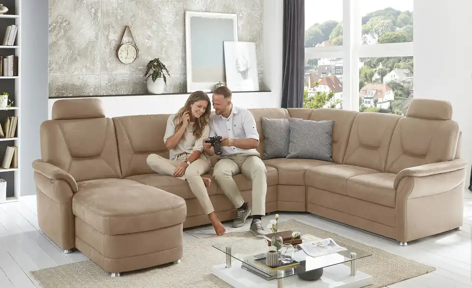 meinSofa Wohnlandschaft aus Mikrofaser Edda BHT 309|96|227 cm, Mikrofaser