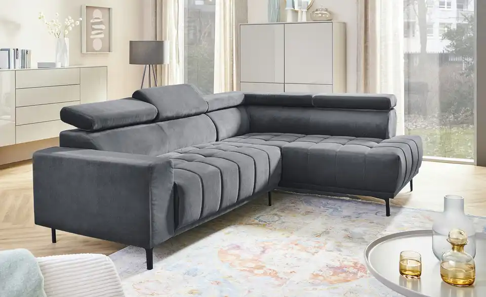 uno Ecksofa aus Mikrofaser Carrara BHT 266|85|189 cm, Mikrofaser in Velours-Optik