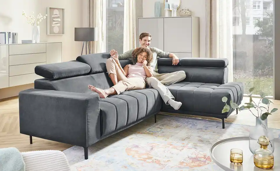 uno Ecksofa aus Mikrofaser Carrara BHT 266|85|189 cm, Mikrofaser in Velours-Optik