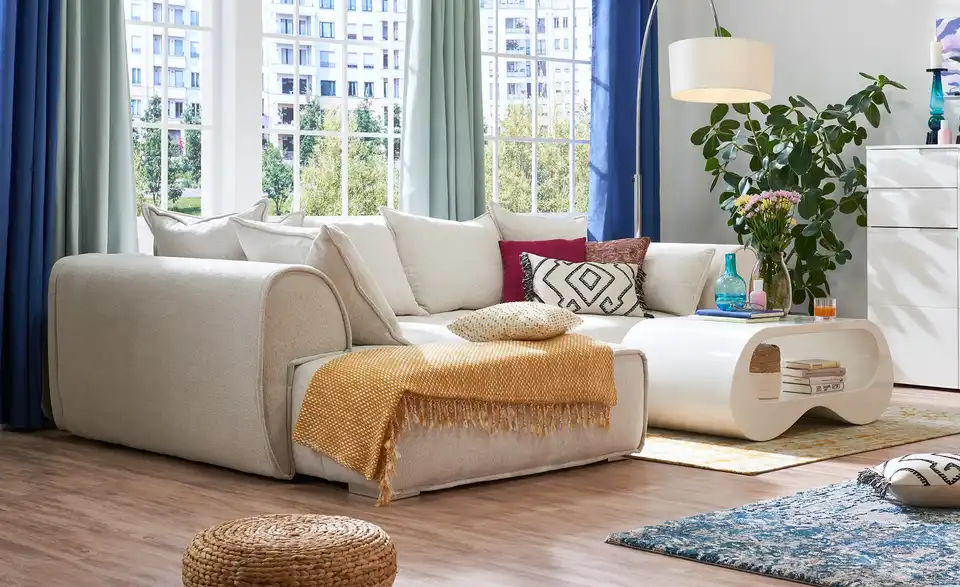 uno Ecksofa beidseitig montierbar London BHT 320|72|197 cm, Boucléstoff