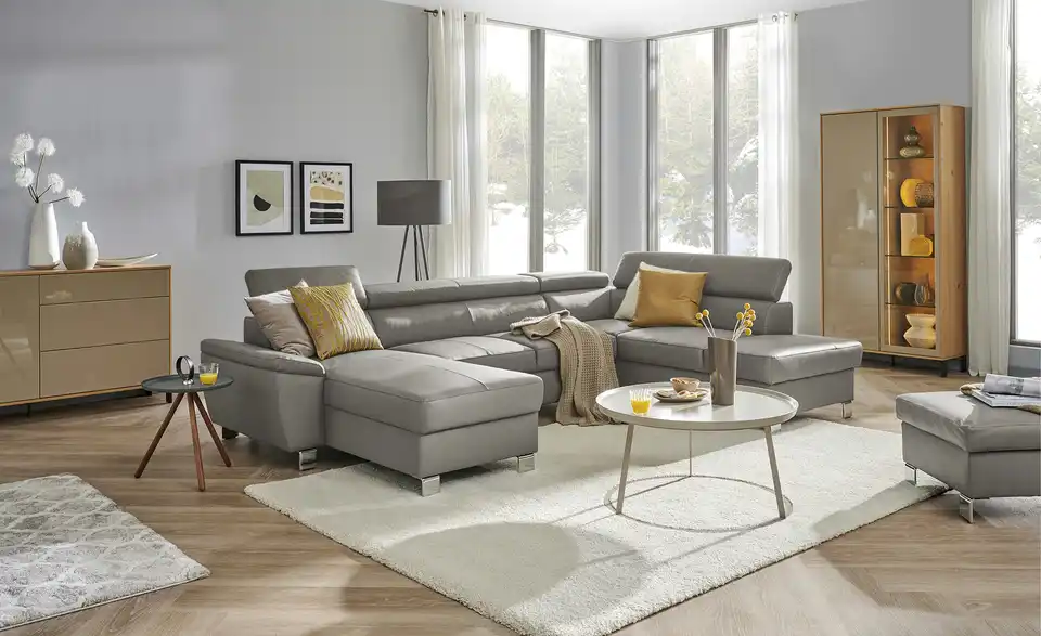 uno Wohnlandschaft aus Echtleder Avola BHT 315|90|208 cm, Leder