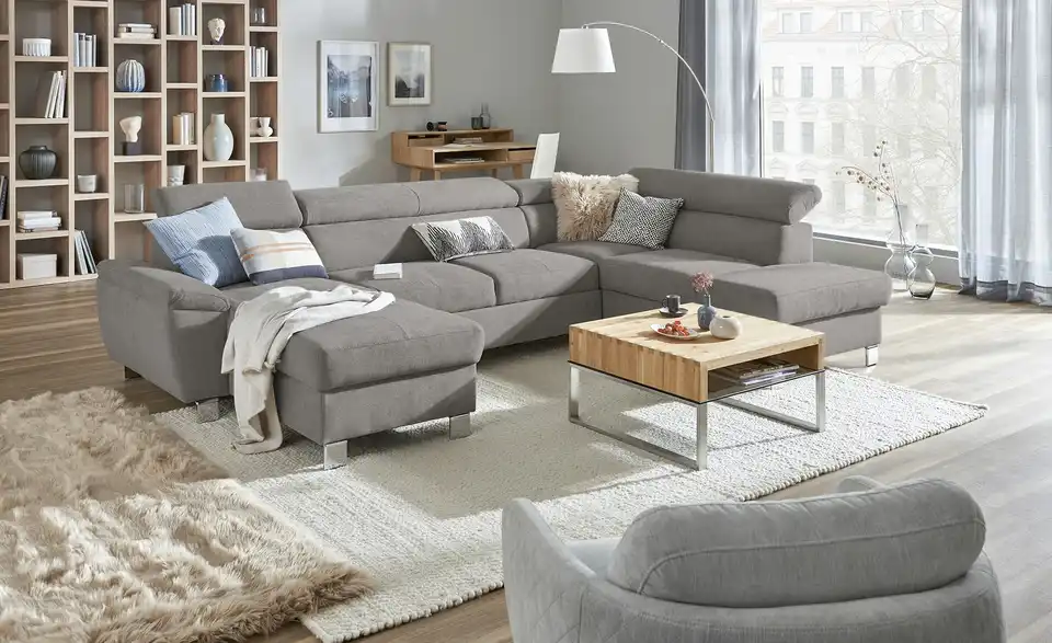 uno Wohnlandschaft aus Mikrofaser Avola BHT 315|90|208 cm, Mikrofaser