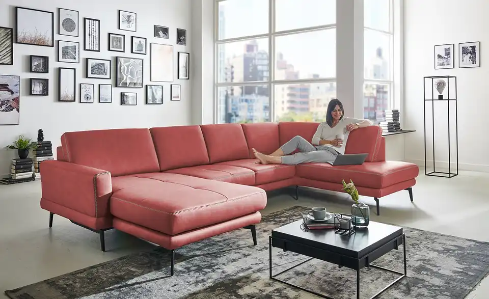 meinSofa Wohnlandschaft aus Mikrofaser Mike BHT 327|86|180 cm, Mikrofaser