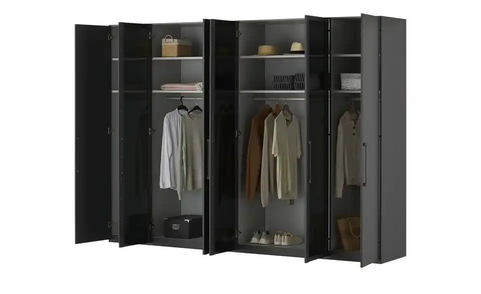 Drehtürenschrank 300 cm mit Glastüren Uma BHT 300|216|67 cm