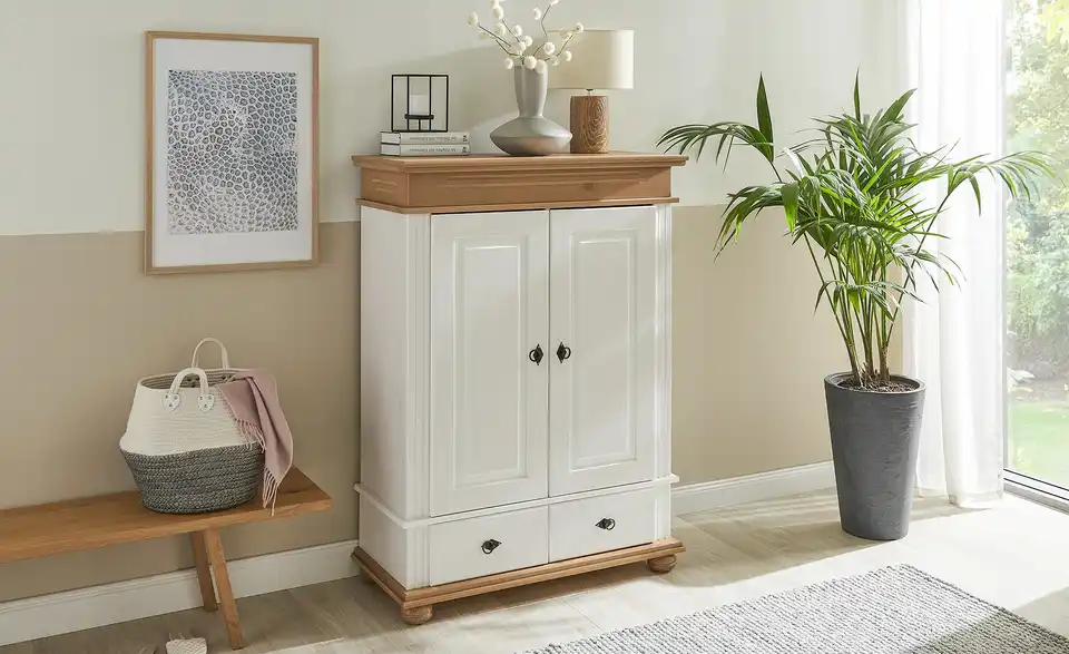 Wäscheschrank Massivholz, 2-türig Fehmarn BHT 101|136|46 cm