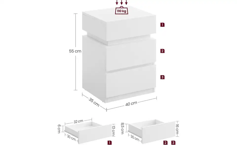 Nachtkommode BHL 40|55|35 cm
