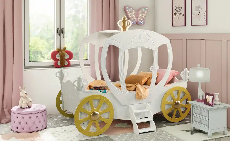 Kinderbett Prinzessinnen-Kutsche BHT 120|173,8|205 cm