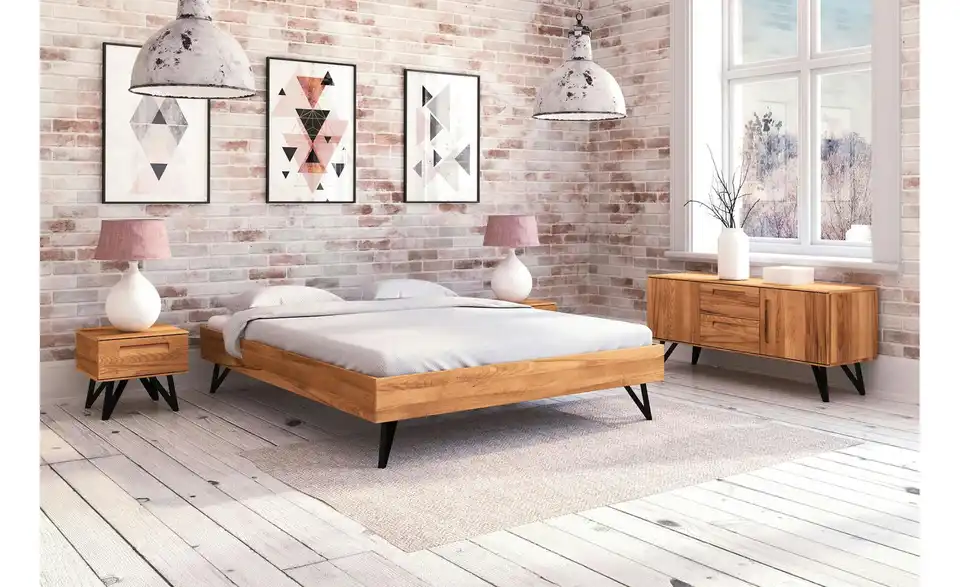 Massivholzbett ohne Kopfteil Karl BHL 90|38|200 cm