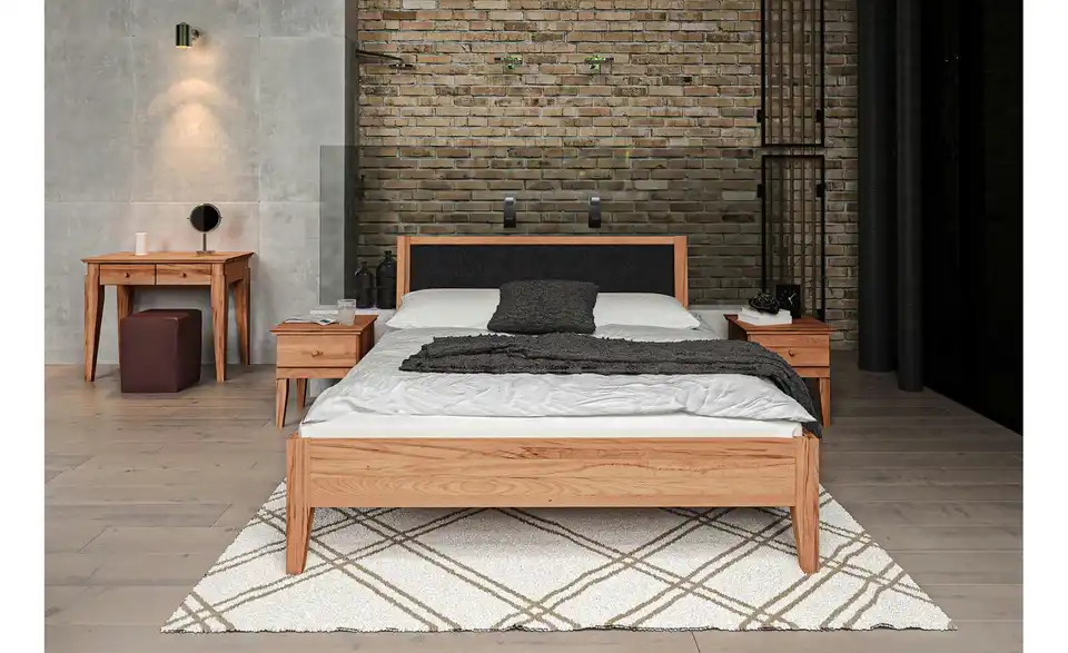 Massivholzbett mit gepolstertem Kopfteil Erik BHL 85|92|205 cm
