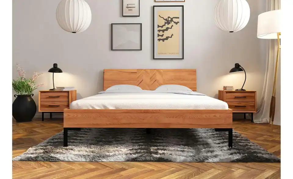 Massivholzbett mit Holzkopfteil Clara BHL 90|88|190 cm