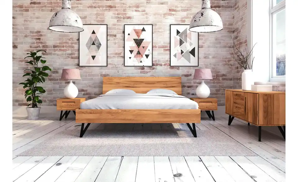 Massivholzbett mit Kopfteil Karl BHL 80|85|190 cm