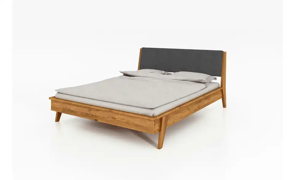 Massivholzbett mit gepolstertem Kopfteil Hugo BHL 99|93|217 cm