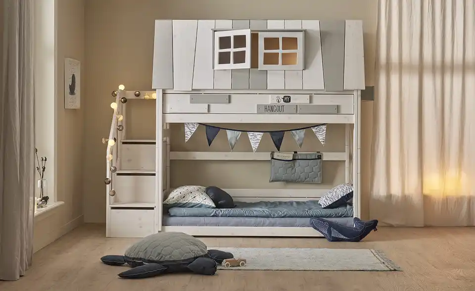 Lifetime Niedriges Abenteuerbett mit Treppe My Hangout BHT 257|219|107 cm