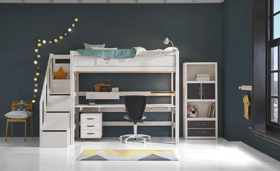 Lifetime Hochbett mit Treppe Basis BHT 257|177|132 cm