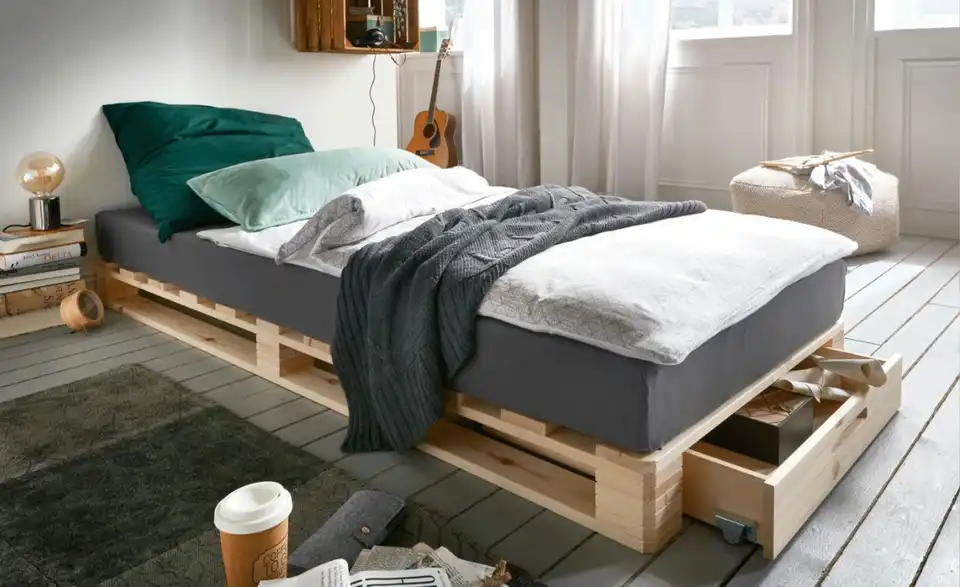 Palettenbett mit Stauraum Dallas BHL 90|14|200 cm