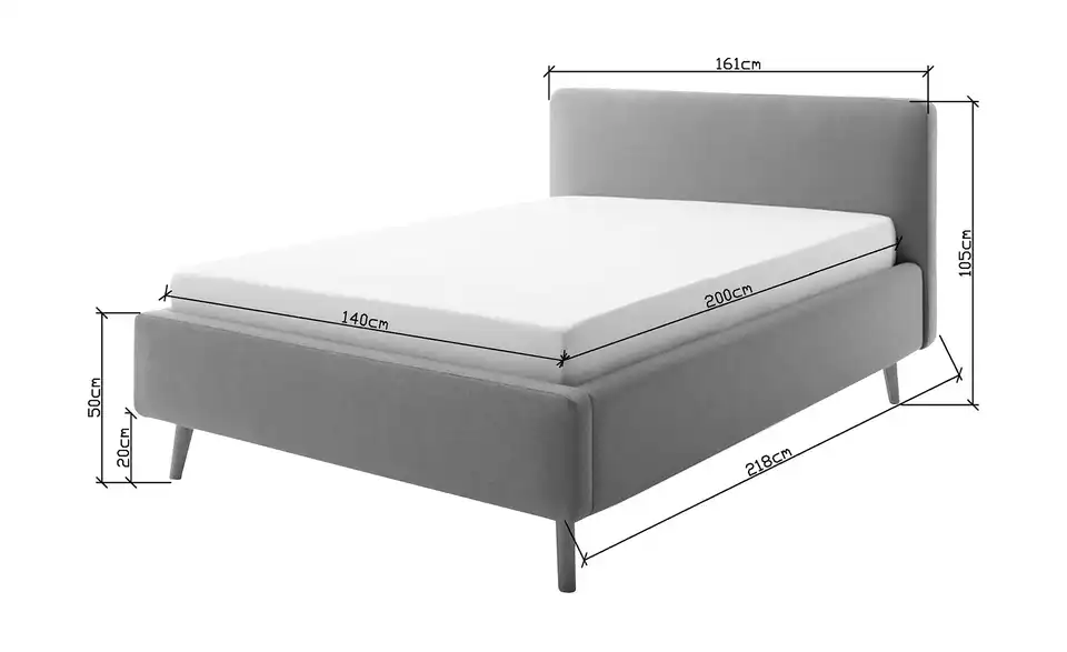 Polsterbett Mattis BHL 161|105|218 cm