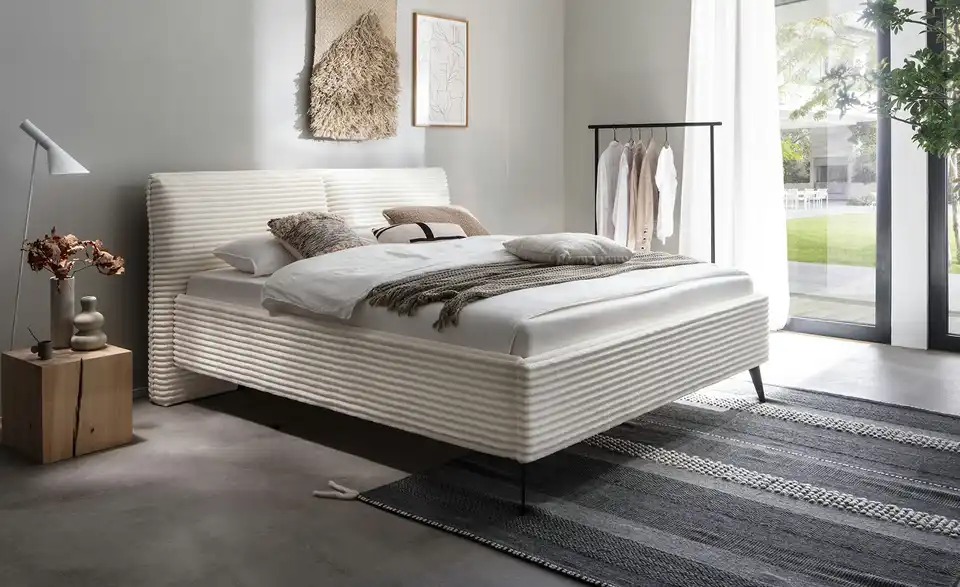 Polsterbettgestell flauschiger Mega-Cord Bezug Matera BHL 187|107|221 cm