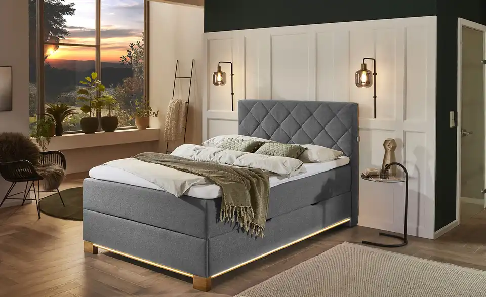 Boxspringbett USB-Anschluss u0026 LED-Beleuchtung Messina BHL 121|119|213 cm