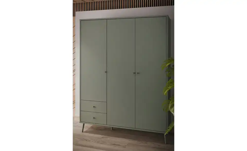 Kleiderschrank 3-türig, Salbeigrün, mit Einlegeböden Hemsby BHT 154,2|201,7|52,2 cm