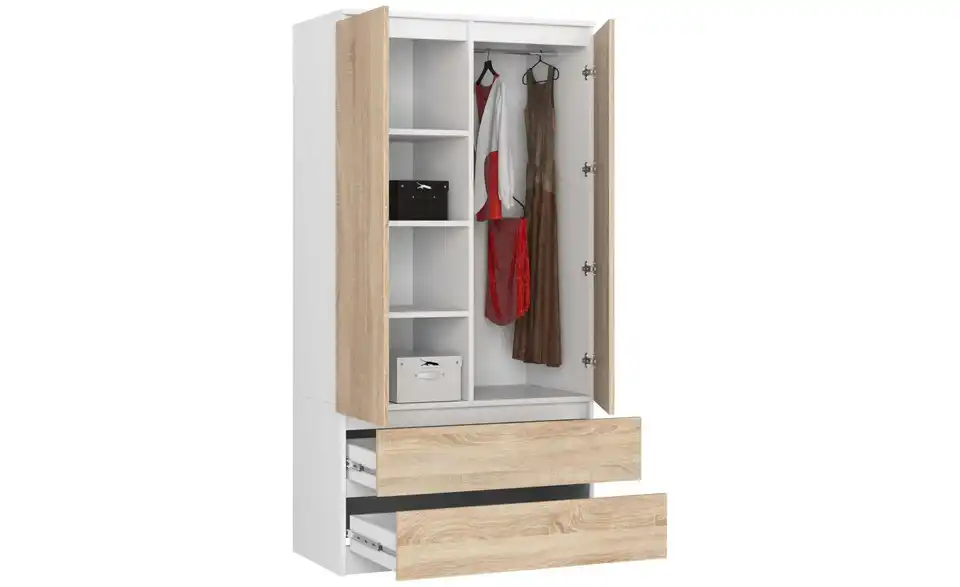 Drehtürenschrank mit 2 Schubladen Oda BHL 90|180|51 cm