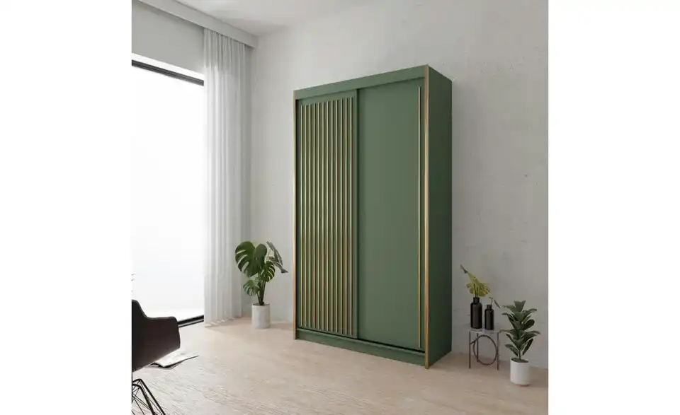 Schwebetürenschrank grün Tiara BHL 150|216|62 cm Schwebetürenschrank grün Tiara BHL 150|216|62 cm