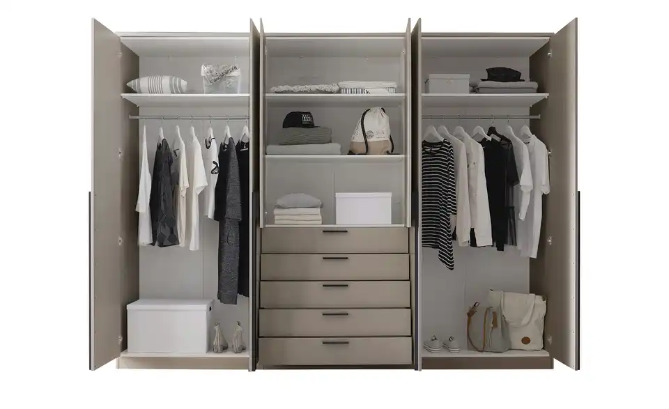 Drehtürenschrank 6-türig, Cashmere, mit Einlegeböden Amesbury BHT 270|210|52 cm