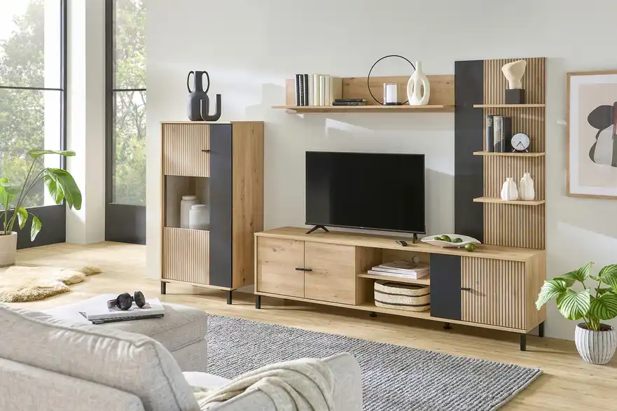 Wohnwand Dekorfolie in Riffeloptik Calvas BHT 260|167|40 cm Wohnwand Dekorfolie in Riffeloptik Calvas BHT 260|167|40 cm