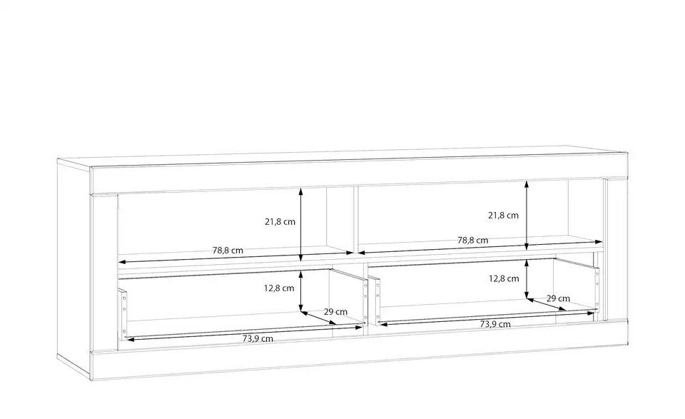 TV-Lowboard Push-to-Open Komili BHT 175,8|61,5|41,4 cm