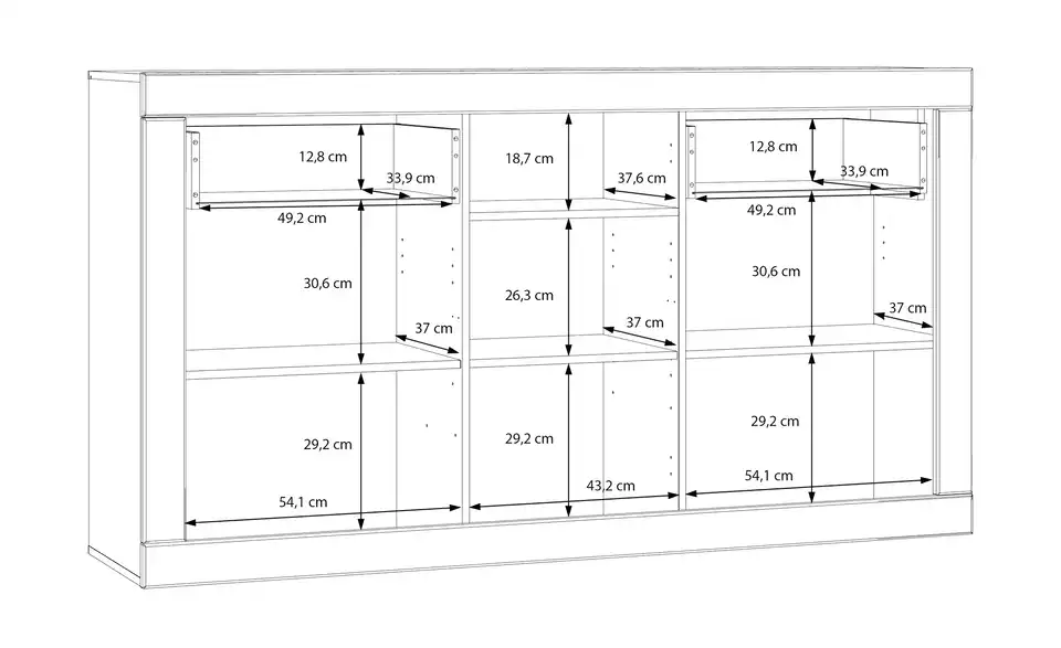 Sideboard Push-to-Open Komili BHT 170,5|94,5|41,4 cm