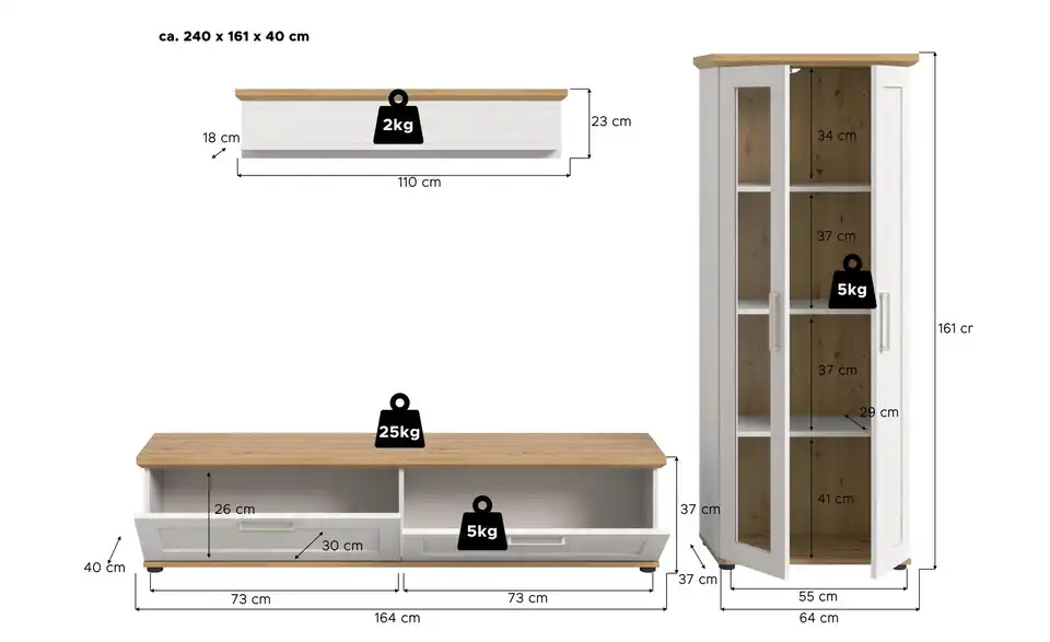 Wohnkombination BHL 336|161|40 cm