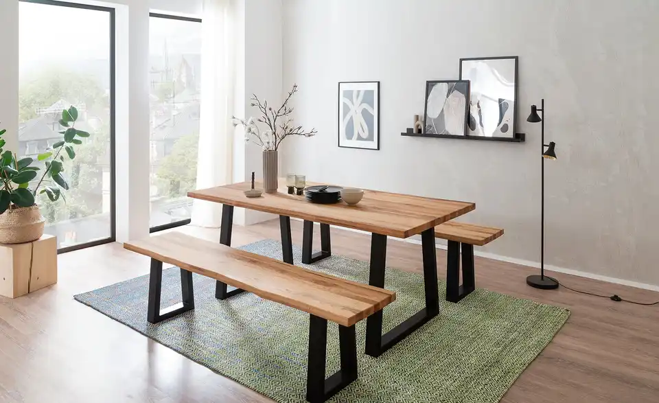 Woodford Kufentisch massiv Malaisa BHL 90|76|140 cm