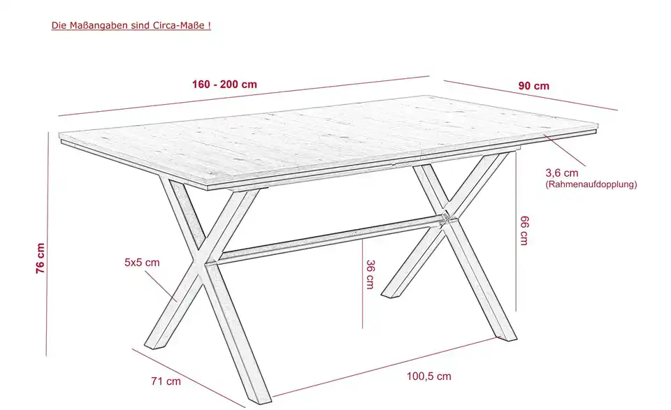 Esstisch ausziehbar BHL 90|76|200 cm