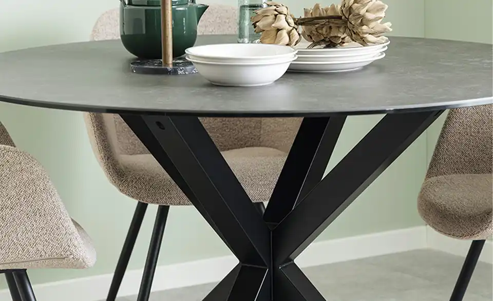 Runder Esstisch aus Keramik Ø119 Maks BHL 119|75,5|119 cm