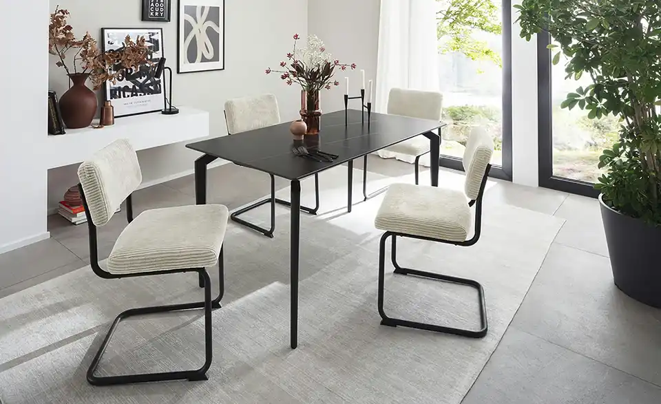 Keramiktisch mit Metallgestell Freddy BHL 80|76|140 cm