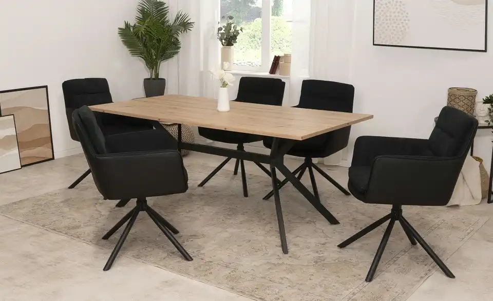 Armlehnstuhl in Lederlook 360° drehbar Ladislav BHT 59|88|63 cm, Webstoff fein