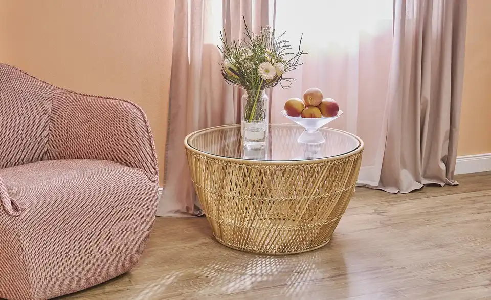Couchtisch aus Rattan Filicudi H 41,5 cm, Ø 74 cm