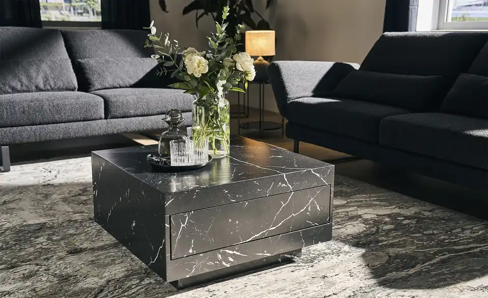 Couchtisch in Marmor-Optik schwarz Ortyga BHL 70|38|70 cm Couchtisch in Marmor-Optik schwarz Ortyga BHL 70|38|70 cm