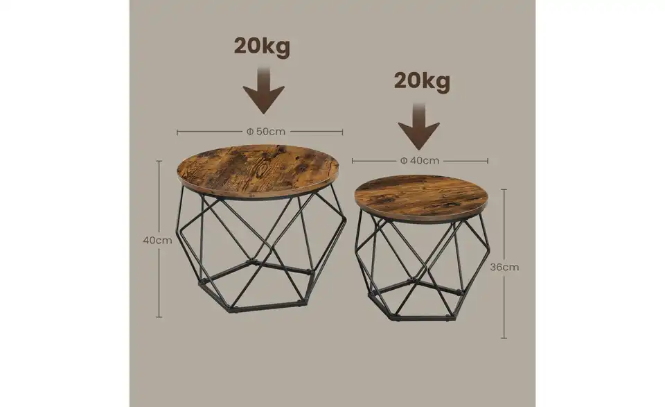 Couchtisch 2er-Set Greta BHL 50|40|50 cm