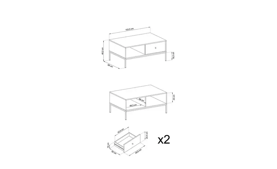 Couchtisch Molly BHL 103,5|46,2|68 cm
