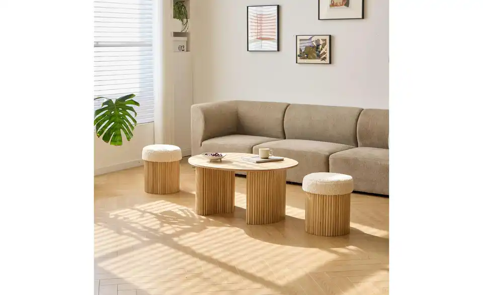 Couchtisch und 2 Hocker BHL 73|44|90 cm Couchtisch und 2 Hocker BHL 73|44|90 cm