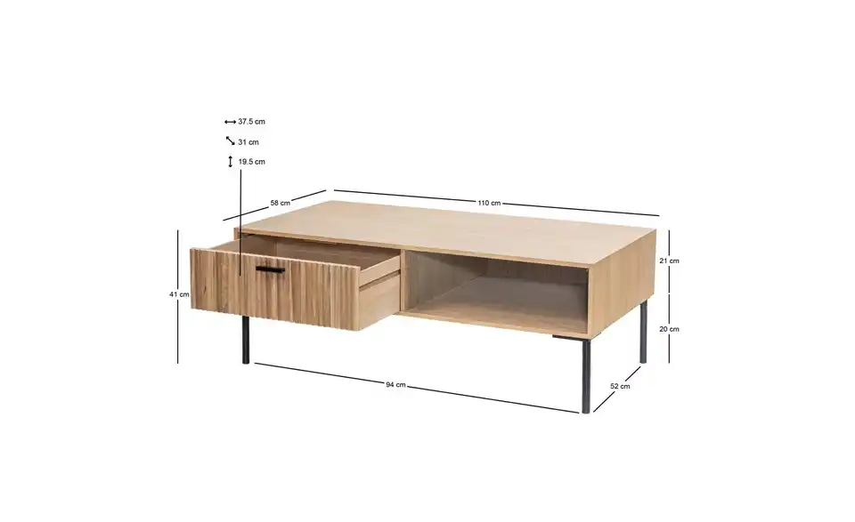 Couchtisch BHL 58|41|110 cm