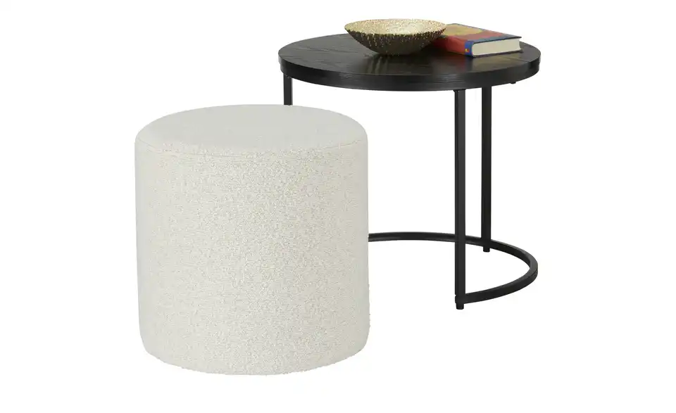 Beistelltisch-Hocker-Set Jesi H 45 cm, Ø 51 cm