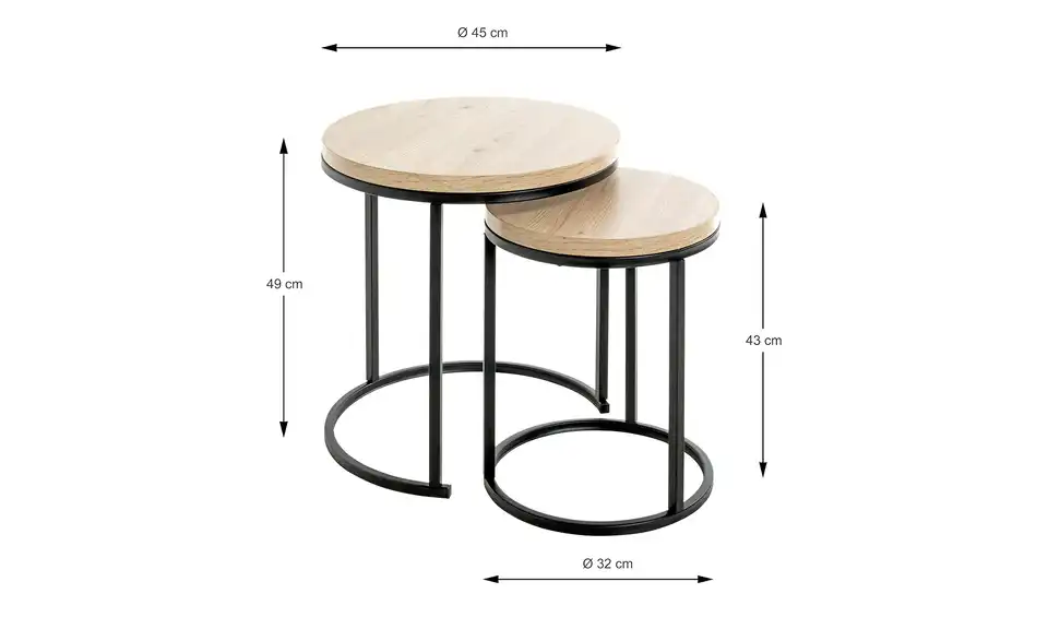 Beistelltisch 2er Set Haiger H 49 cm, Ø 45 cm
